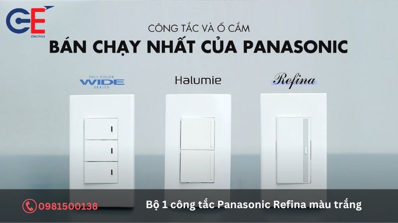 Cấu tạo của bộ 1 công tắc Panasonic Refina màu trắng