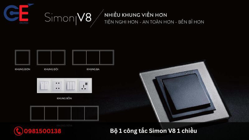 Cấu tạo của bộ 1 công tắc Simon V8 1 chiều