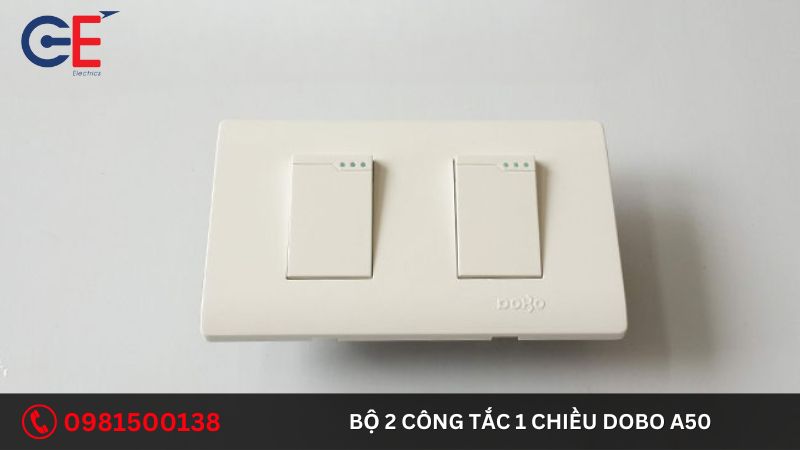 Cấu tạo của bộ 2 công tắc 1 chiều Dobo A50