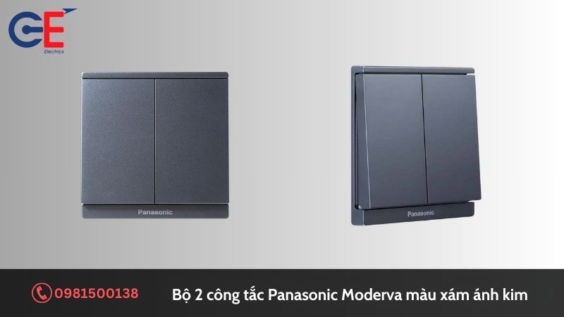 Cấu tạo của bộ 2 công tắc Panasonic Moderva màu xám ánh kim