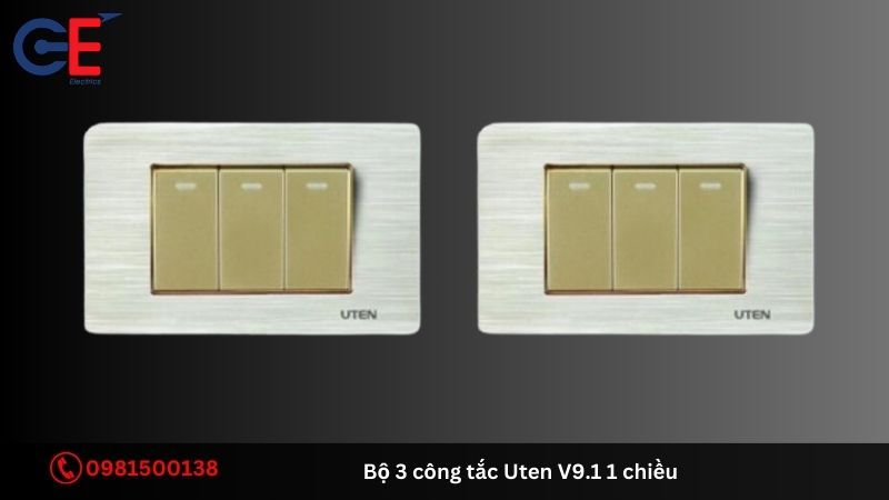 Cấu tạo của bộ 3 công tắc Uten V9.1 1 chiều