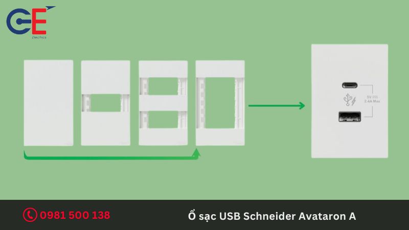 Cấu tạo của sản phẩm ổ cắm sạc USB Schneider Avataron A