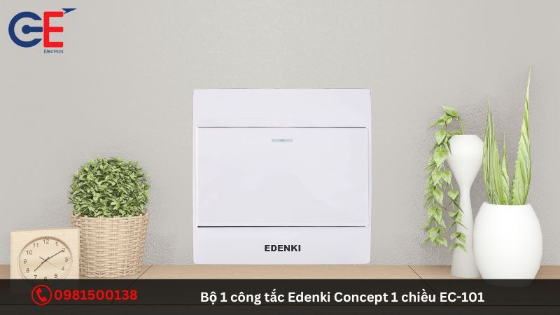 Cấu tạo của bộ 1 công tắc Edenki Concept 1 chiều