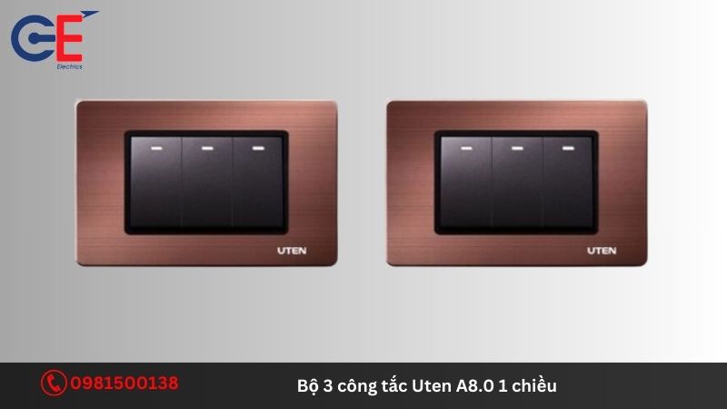 Đặc điểm của bộ 3 công tắc Uten A8.0 1 chiều