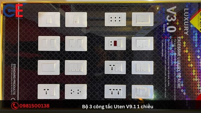 Ứng dụng của bộ 3 công tắc Uten V9.1 1 chiều